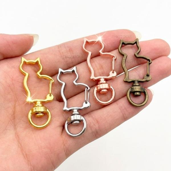 ナスカン 猫 30個 50個 キャット ねこ キーホルダー 金具 回転 ハンドメイド パーツ 子猫