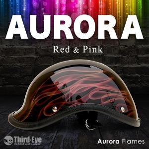 限定 バイク ヘルメット ハーフキャップ AURORA FLAMES ベッカー レッド＆ピンク｜thirdeye