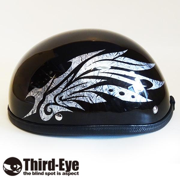 限定 TW ブラック／シルバー（ラップベース）トライバルウイング ヘルメット ストーン