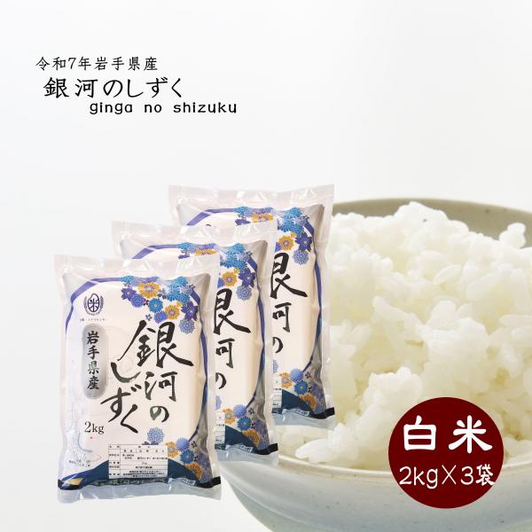 新米 白米 銀河のしずく 2kg×3袋 令和7年産 岩手県産 ご飯 ライス