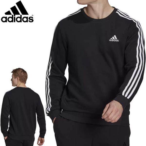 adidas アディダス メンズ エッセンシャル スリーストライプス スウェット GK9078 ブラ...