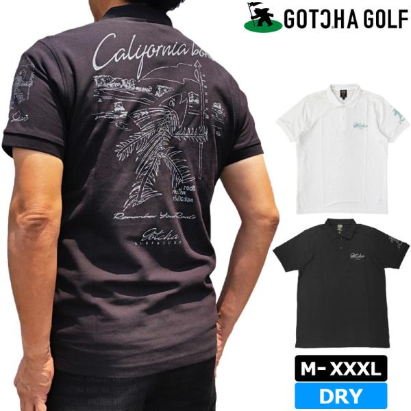 ガッチャゴルフ メンズ 吸汗速乾 半袖 ポロシャツ 232GG1227 フィッシュボーン ヴィンテー...