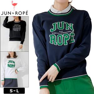 JUN＆ROPE レディース クルーネック 長袖 ニット カレッジロゴ プルオーバー ERM64010 【新品】TCBR セーター ゴルフウェア レディス ジュン アンド ロペ ジュンロペ OCT1 JUN&ROPE'（ジュンアンドロペ） JUN＆ROPE レディース クルーネック