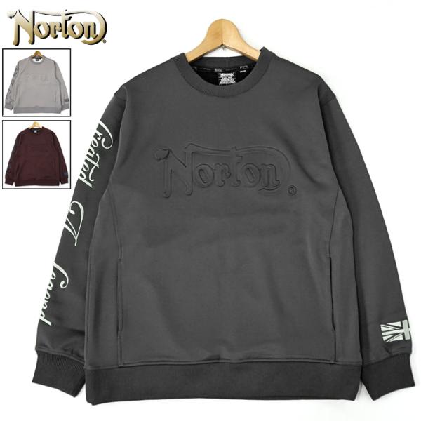 ノートン メンズ 長袖 スウェット 223N1301 エンボス 刺繍ロゴ ポンチ素材 Norton ...