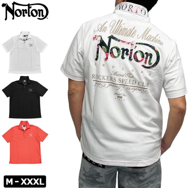ノートン 2025 メンズ 半袖 ポロシャツ ボタニカルワッペン 252N1201 Norton メ...