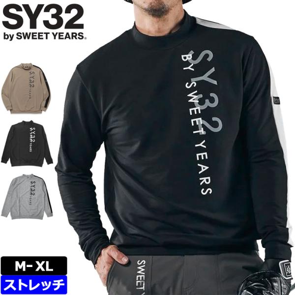 SY32 GOLF メンズ モックネック 長袖シャツ SYG-24A002 SIDE LINE MO...