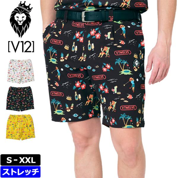 V12 ゴルフ × LEONコラボ メンズ ショートパンツ  ストレッチ RESO SHORTS V...