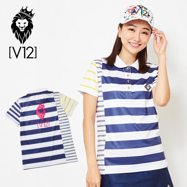 V12 ゴルフ ヴィ・トゥエルヴ レディース CRAZY BORDER 半袖ポロシャツ V12191...