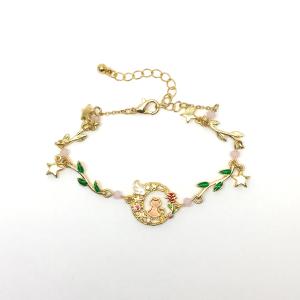 ブレスレット 幸せの四つ葉クローバー ハート キャッツアイ ライン