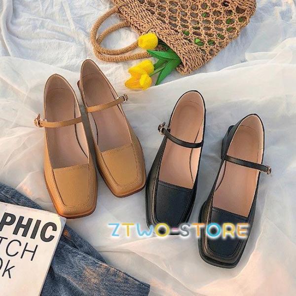 パンプス レディース ベルトパンプス 太ヒール スクエアトゥパンプス ミドルヒール 通勤 婦人靴 美...