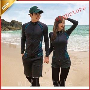 フィットネスカップル水着体型カバーレディースメンズペアルックセットラッシュガード上下セットセットアップUVカット長袖競泳水着