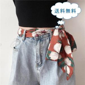 細ベルト スカーフ 2way 花柄 サッシュベル...の商品画像