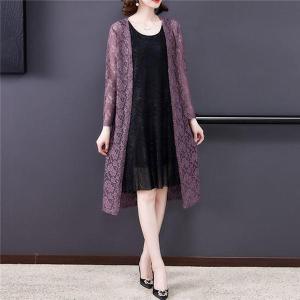 カーディガン ロング UVカット レース 花柄...の詳細画像3