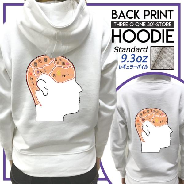 パーカー メンズ フード付き スウェット プルオーバー 長袖 バックプリント 頭 脳 脳内 イメージ...