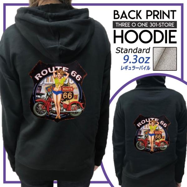 パーカー メンズ フード付き スウェット プルオーバー 長袖 バックプリント ルート66 セクシー ...