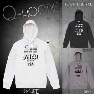 パーカー メンズ フード付き スウェット プルオーバー 長袖 Q ANON アノン トランプ 政権 アメリカ 組織 陰謀論 米国 ANON 星 USA おもしろパーカー｜three-o-one