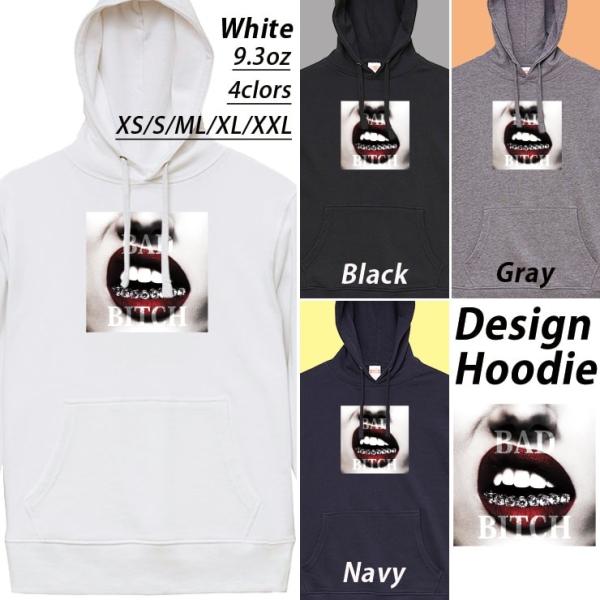 パーカー メンズ フード付き スウェット プルオーバー 長袖 Bad Bitch バッドビッチ グリ...