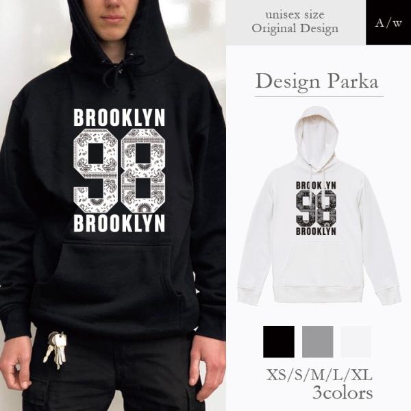 パーカー メンズ フード付き スウェット プルオーバー 長袖 ブルックリン ニューヨーク NYC ペ...