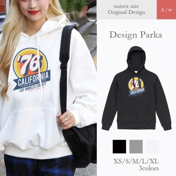 パーカー レディース フード付き スウェット プルオーバー 長袖 カリフォルニア ナンバー レトロ ...
