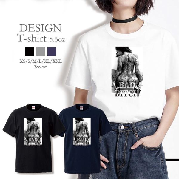 Tシャツ レディース 半袖 トップス Bad Bitch バッドビッチ TATOO タトゥー SEX...