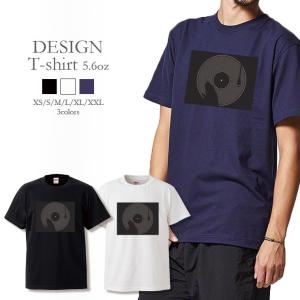 Tシャツ メンズ レディース 半袖 高品質 RECORD レコード ターンテーブル モノクロアート かっこいい クルーネック プリントTシャツ｜three-o-one