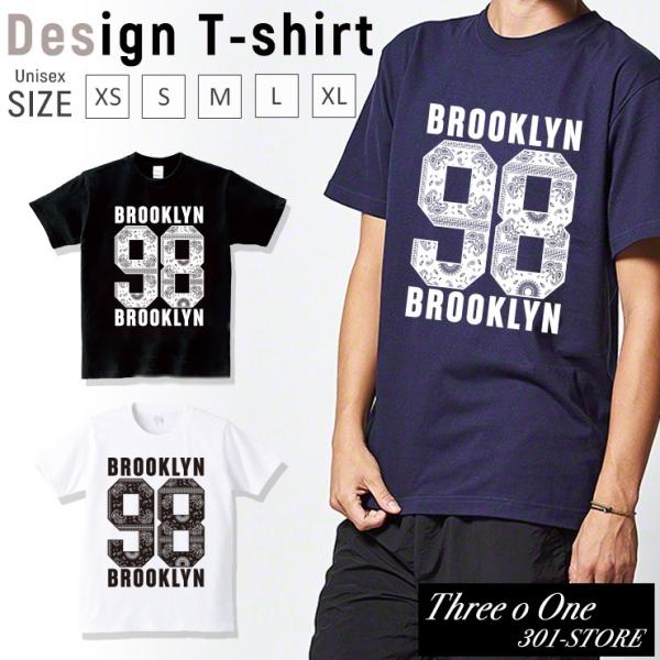 Tシャツ メンズ レディース 半袖 高品質 ブルックリン ニューヨーク NYC ペイズリー 98 ク...