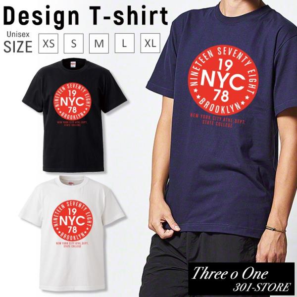 Tシャツ メンズ レディース 半袖 高品質 NYC ブルックリン 赤 ストリート おしゃれ クルーネ...