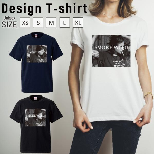 Tシャツ メンズ レディース 半袖 高品質 男女兼用 セクシー ガール タバコ 煙草 ロゴ フォト ...
