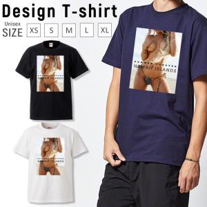Tシャツ メンズ レディース 半袖 高品質 セクシー 水着 谷間 フォトT ALOHA アロハ ロゴ 夏 クルーネック プリントTシャツ