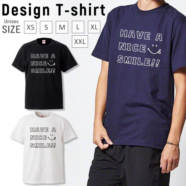 Tシャツ メンズ レディース 半袖 高品質 スマイル ペア お揃い ニコちゃん HAVE A NIC...