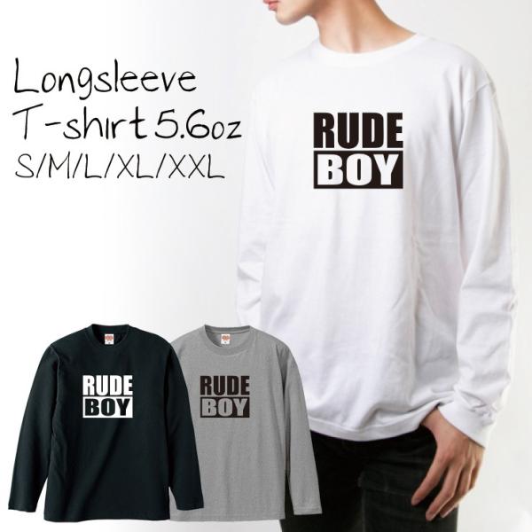 Tシャツ ロンT 長袖 メンズ RUDE BOY ジャマイカ スラング BIG ロゴ シンプル 大人...
