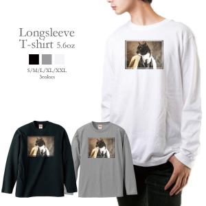 Tシャツ ロンt 長袖 メンズ 猫 ネコ 刺繍風プリント キャット 後ろ姿 メンズファッション ロングtシャツ お得な特別割引価格