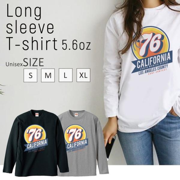 Tシャツ トップス レディース 長袖 Tシャツ ペア カリフォルニア ナンバー レトロ アメリカン ...