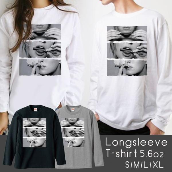 Tシャツ ロンT 長袖 メンズ 男女兼用 セクシー ガール フォトT weed ガンジャ smoki...