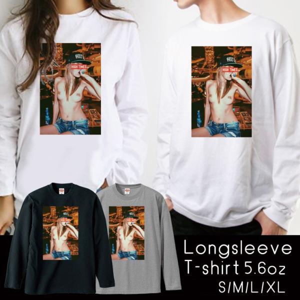 Tシャツ ロンT 長袖 メンズ セクシー ガール HIGH TIMES EDM GIRL ヴィンテー...