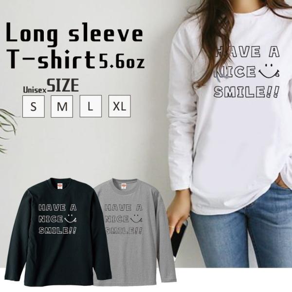 Tシャツ トップス レディース 長袖 Tシャツ ペア 男女兼用 スマイル ペア お揃い ニコちゃん ...