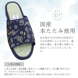 い草スリッパ 畳 サンダル レディース 紺 藍...の詳細画像3