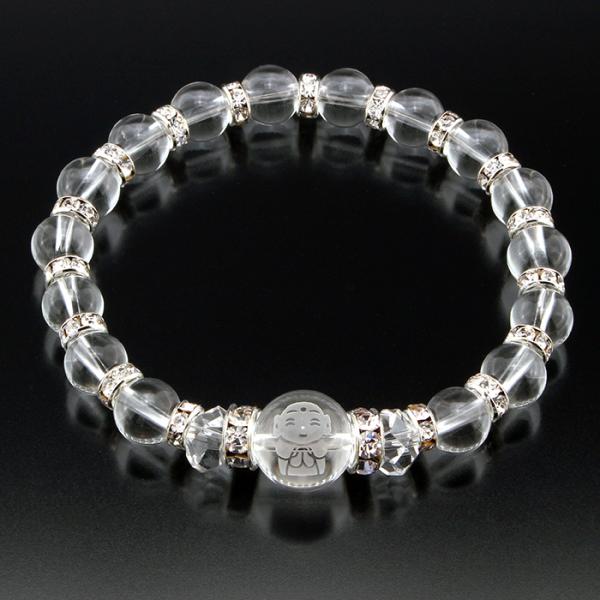 パワーストーン 8mm ブレスレット アクセサリー 水晶 珠 巾着袋 ほのぼの地蔵カード付き お地蔵...
