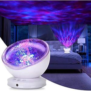 ホワイト プロジェクターライト ベッドサイドランプ プラネタリウム 8種点灯モード 催眠投影プレーヤー 6種音内蔵 スピーカ