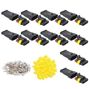 GTIWUNG 10キット 4ピン 防水 コネクター カプラー 防水のコネクタセット オス＆メス防水コネクタ 2ピンの防水のコネクタのプラグ 車 オー