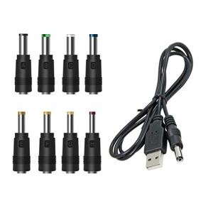 USB 電源ケーブル 変換プラグ付き DC充電コード 5.5x2.1mm