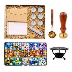 シーリングワックス セット 600粒セット 57色 シーリングスタンプ セット アルファベット"BEST WISH" 蝋封 シール ワックスビーズ