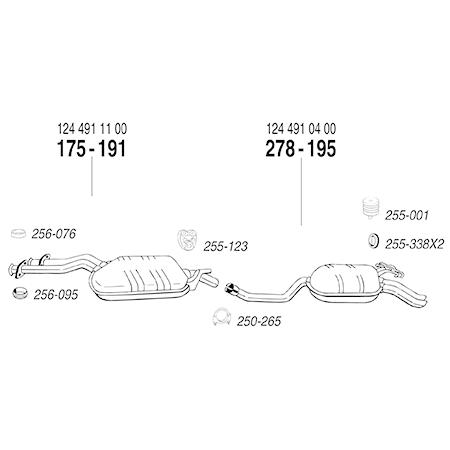ARM BENZ ベンツ Eクラス W124セダン 260E/300E(12V)用 リアマフラー