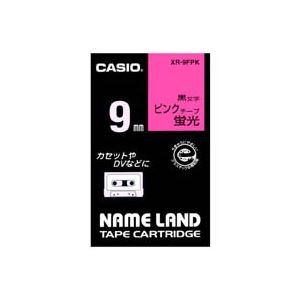 代引不可/(業務用50セット) カシオ CASIO 蛍光テープ XR-9FPK 桃に黒文字 9mm/...