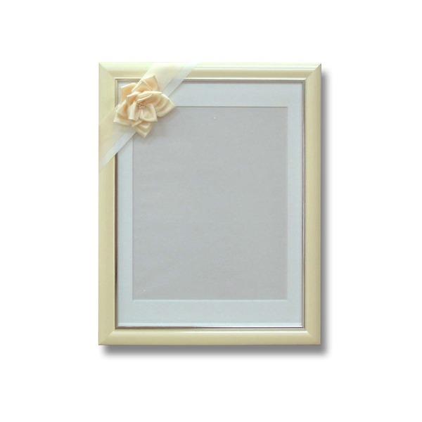 代引不可/葬儀額 遺影額 〔 しんじゅ 〕 前面：無反射ＰＥＴ 寸巾パール リボン付き 日本製 仏事...