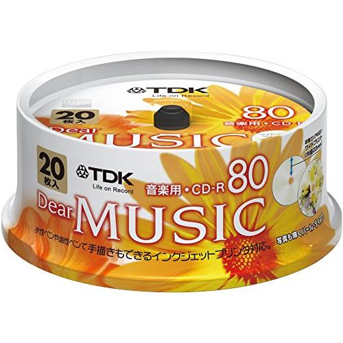 TDK 音楽用CD-R 80分 インクジェットプリンタ対応パールカラー・ワイド印刷仕様 20枚スピン...