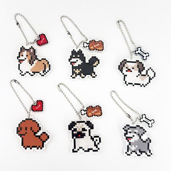 ドット犬キーホルダー【ThreeBオリジナル】 キーホルダー チャーム 犬種多数 犬種別 雑貨