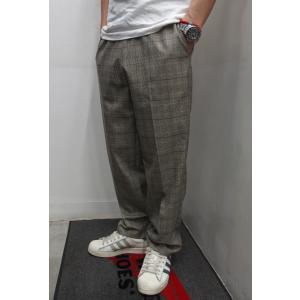 Soglia(ソリア)[Center Press Serge Pants/Beige Check]｜threeeight