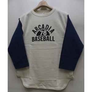 WAREHOUSE(ウエアハウス)Baseball Three-Quarter Sleeve Tee [Lot.4800 ARCADIA-Cream×Navy]｜threeeight