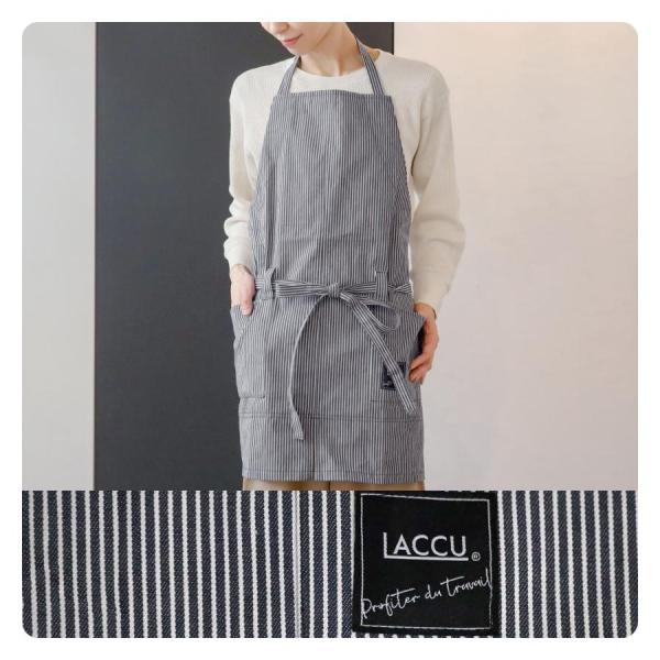 002D　5ポケットエプロン　デニム　ストライプ　ネイビー　作業用エプロン　男女兼用　エプロン　ヤマ...